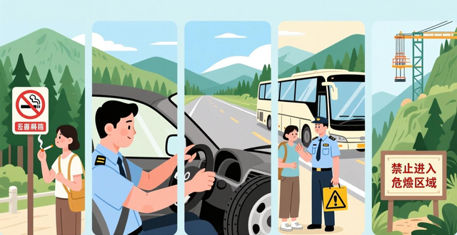 出行提示_?？诼糜伟踩玙?？谖拿髀糜?/></p>
<p>當(dāng)進入景區(qū)，或是旅游住宿之地，又或是博物館，以及文物保護單位等場所之際，務(wù)必要嚴(yán)格去遵守森林防火、消防、安防等一系列安全管理規(guī)定，千萬不要在禁煙區(qū)域之時吸煙，千萬別亂去扔煙頭，以此防止引發(fā)火災(zāi)事故。在自駕出行以前，得要確保車況處于良好狀態(tài)，絕不要帶著故障上路。要自覺去遵守道路交通法規(guī)，達(dá)成安全駕駛且還要文明行車。當(dāng)乘坐旅游包車時，需嚴(yán)格去遵守乘車安全管理規(guī)定，嚴(yán)厲禁止攜帶易燃、易爆、危險等違禁物品上車。參與高風(fēng)險項目時，要依據(jù)自身在健康方面的狀況，根據(jù)自身能力去行事，聽從導(dǎo)游以及景區(qū)工作人員的安全提醒。自我約束著去遵守當(dāng)?shù)卣约坝嘘P(guān)部門所發(fā)布的公告，還有警示提示，千萬不要擅自進入那些沒有開發(fā)，并且沒有對社會公眾開放的無人島、海灘、自然保護區(qū)、水庫等不明確區(qū)域，以及“網(wǎng)紅景點”去開展探險、觀光、戲水、野泳、露營等活動，始終要做到敬畏法律、敬畏自然、敬畏生命。</p>
<p>04</p>
<p>自覺做到文明出游</p>
<p>增強那種文明旅游相關(guān)的意識，倡導(dǎo)在那種用餐的時候，使用公勺公筷這樣子的東西，要愛護珍惜食物，對垃圾進行分類，大力去弘揚勤儉節(jié)約的傳統(tǒng)美德，樹立綠色低碳的消費理念，培育健康文明的生活方式，做到適度消費，按照適量的標(biāo)準(zhǔn)去點餐，堅決反對餐飲浪費行為。要做到遵守法律，恪守公德，講究文明禮儀，得尊重當(dāng)?shù)仫L(fēng)俗習(xí)慣，尊重其文化傳統(tǒng)，尊重其宗教信仰，愛護所處環(huán)境，保護文物古跡，舉止需得體，不能隨地吐痰，不可亂扔廢棄物，不要大聲喧嘩，不在公共場所吸煙，用餐時依據(jù)需求點餐，提倡“光盤行動”，杜絕“舌尖上的浪費”，積極去倡導(dǎo)文明出游新風(fēng)尚，傳遞正能量。</p>
<p>05</p>
<p>妥善應(yīng)對突發(fā)情況</p>
<p>發(fā)生涉旅<a href=